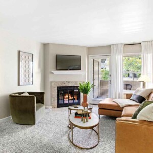 living room with fireplace