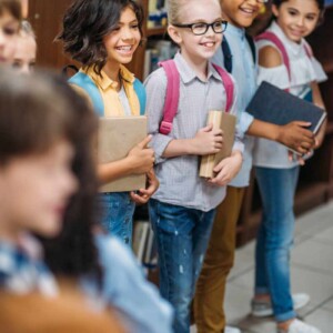 school kids smiling